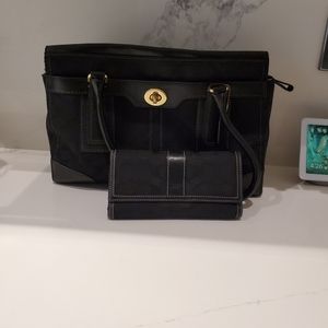 Black coach purse and wallet